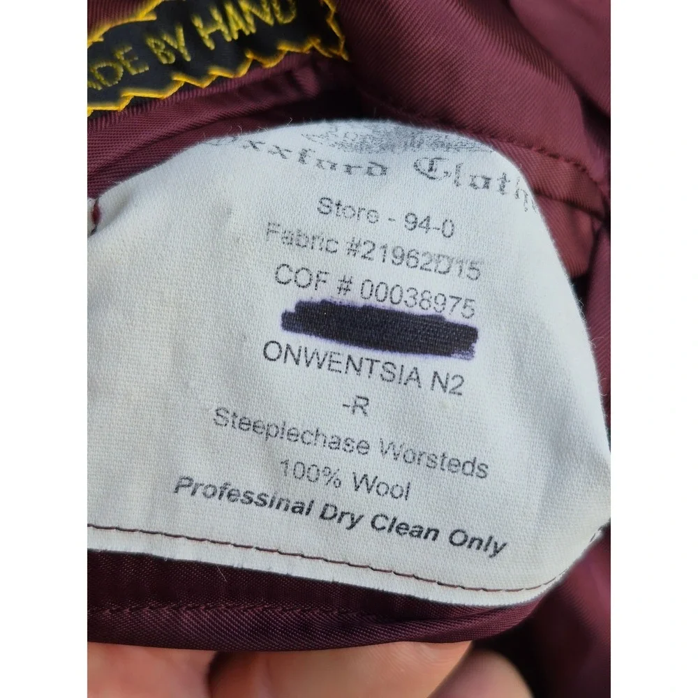 Oxxford Clothes Made By Hand Grey Houndstooth‎ Windowpane Sport Coat Sz 40 S R
